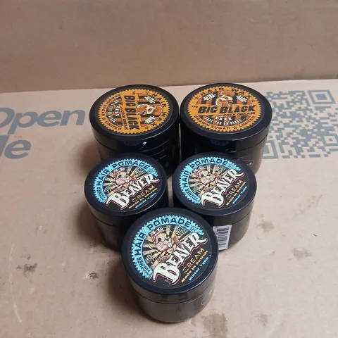 BOX OF APPROXIMATELY 45 ASSORTED HAIR CARE PRODUCTS: BEAVER CREAM HAIR POMADE 50G + THE BIG BLACK COCK GREASE ULTRA HARD 100G