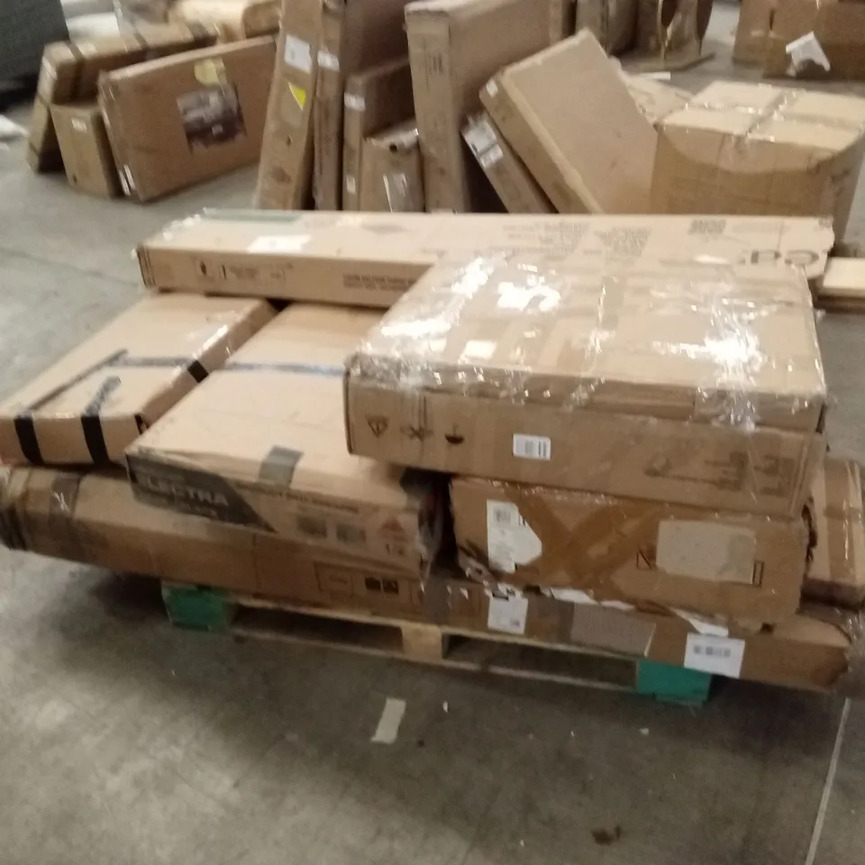 PALLET OF ASSORTED INCOMPLETE DESIGNER FURNITURE PARTS AND PIECES 