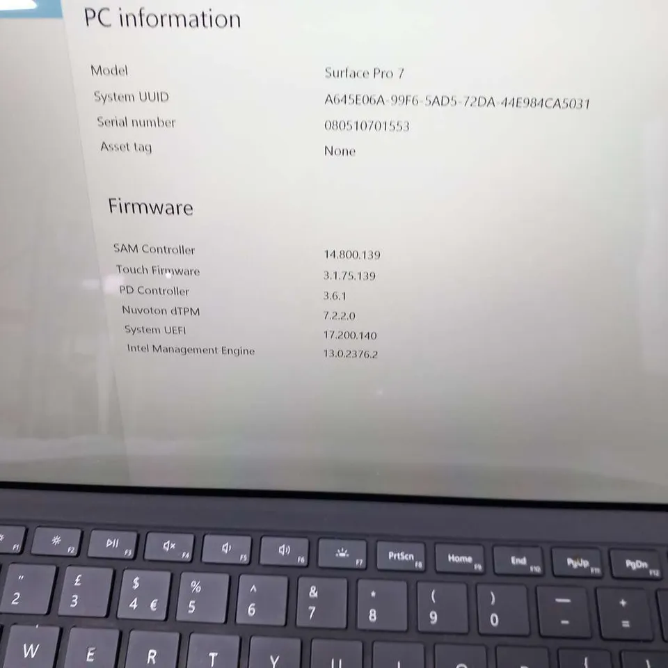 MICROSOFT SURFACE PRO 7 256GB