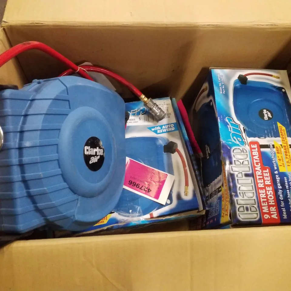 BOX CONTAINING 3 9M RETRACTABLE AIR HOSE REELS