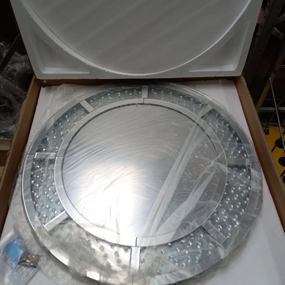 JM FLOATING CRYSTAL ROUND WALL MIRROR - COLLECTION ONLY