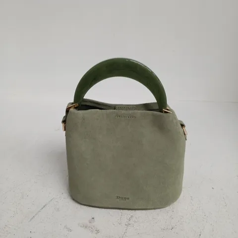 DUNE HANDBAG – GREEN SUEDE WITH GREEN CURVED HANDLE