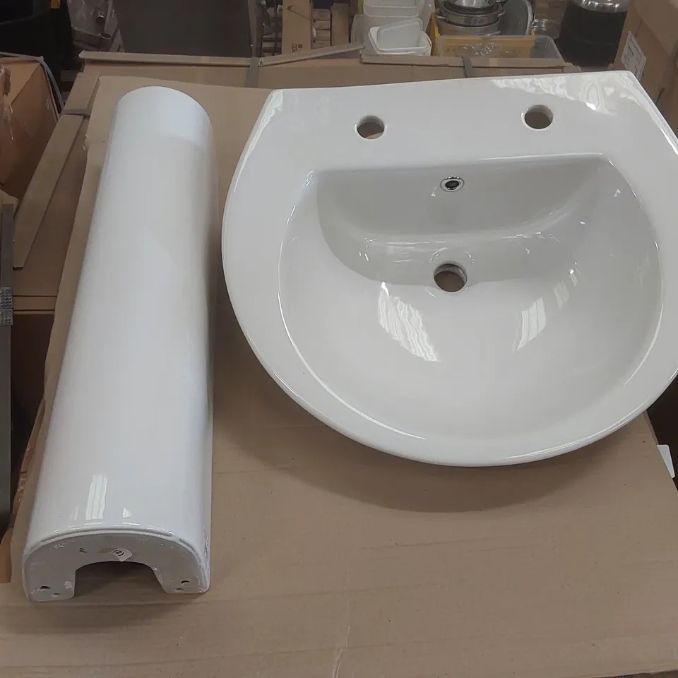 BRAND NEW BOXED LECICO 55CM BASIN & PEDESTAL SET - 2 TOP HOLES
