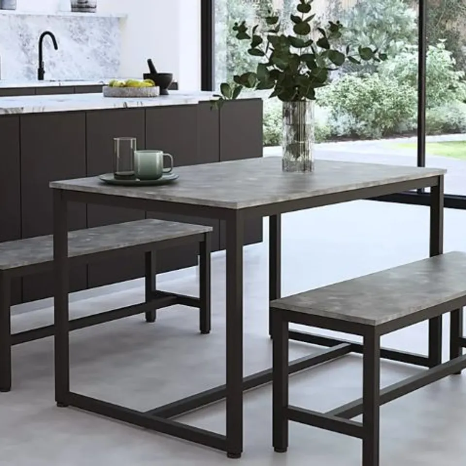BOXED DESIGNER AVENUE INDUSTRIAL CONCRETE DINING TABLE 120CM
