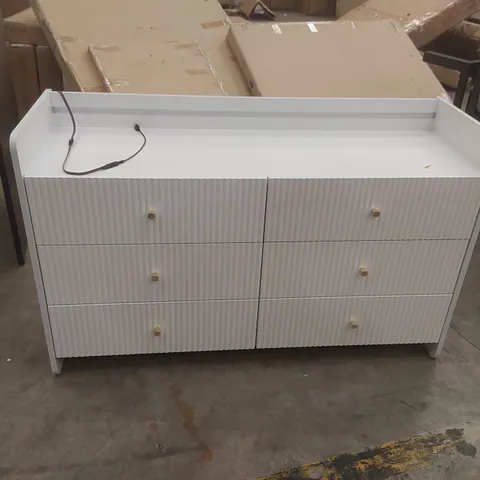 DESIGNER 6-DRAWER CHEST OF DRAWERS WITH LED WHITE