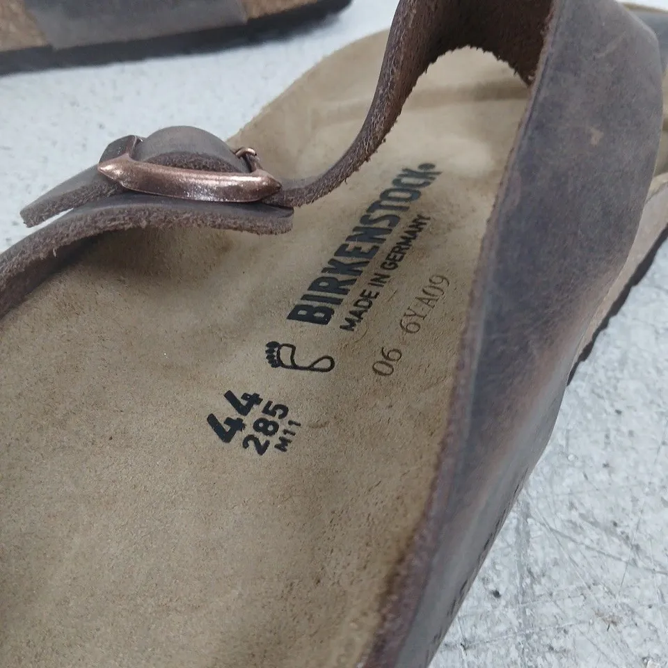 BIRKENSTOCK SANDALS – BROWN SUEDE, CORK FOOTBED, UK 9 (EU 44)