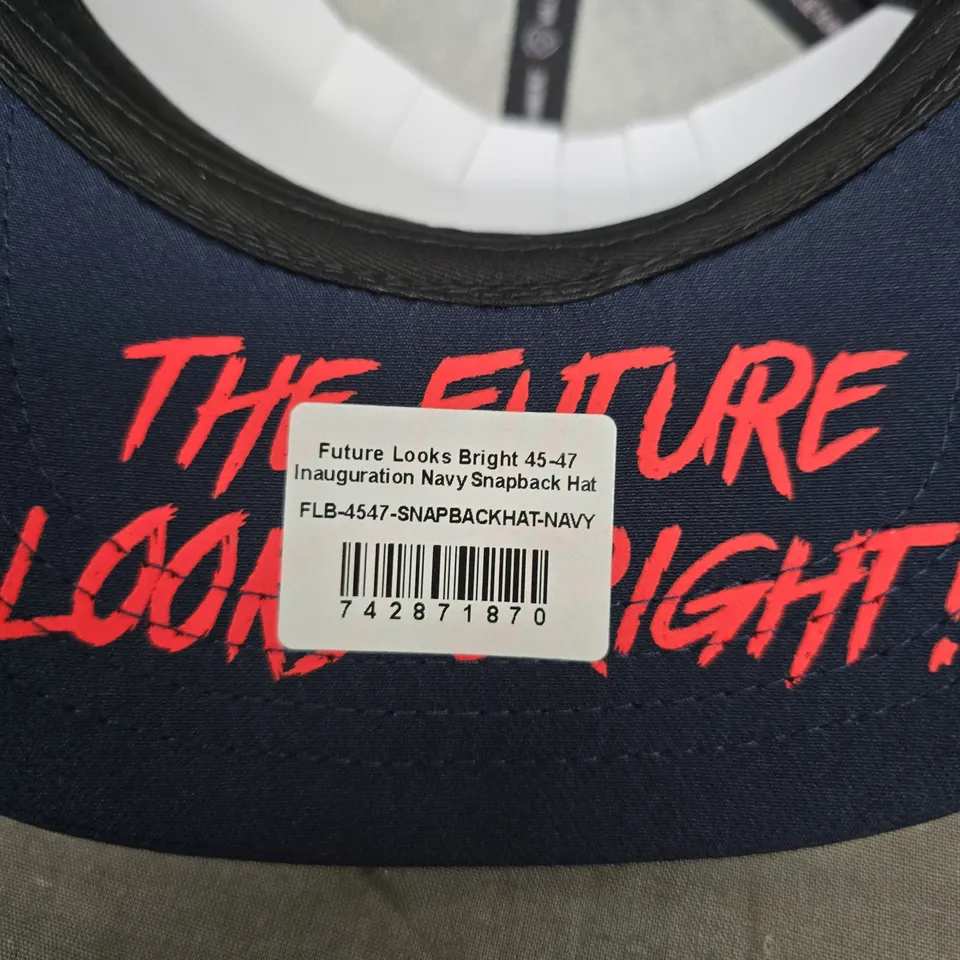 VALUEENTERTAINMENT NAVY SNAPBACK HAT – THE FUTURE LOOKS BRIGHT (45-47) INAUGURATION