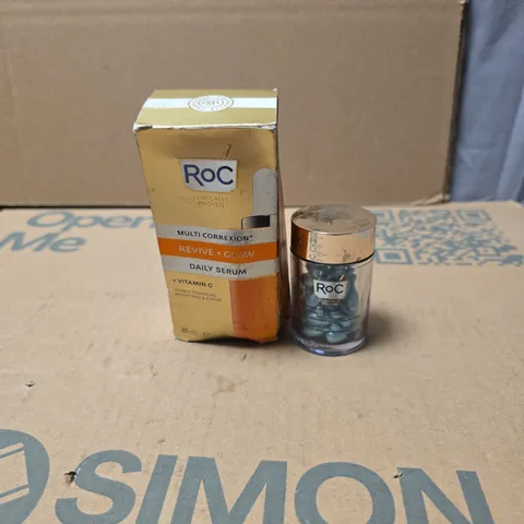2 X ROC PRODUCTS: MULTI CORREXION REVIVE AND GLOW DAILY SERUM + MULTI CORREXION HYDRATE AND AND REPULPER CAPSULES