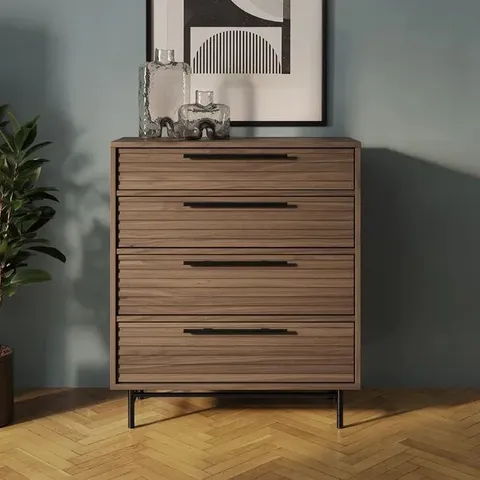 BOXED BRYANT 4 DRAWER CHEST - WALNUT (1 BOX)