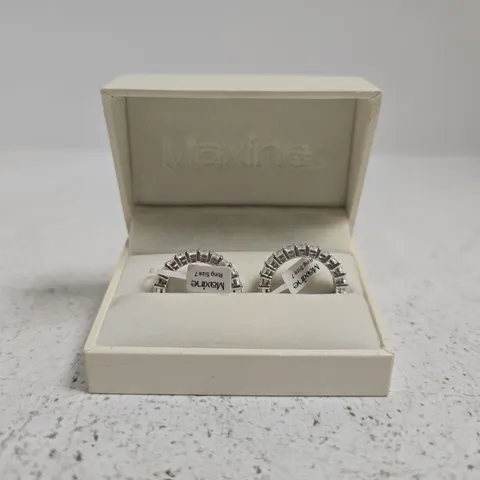 MAXINE SILVER HALO RING SET, SIZE 7 (2 RINGS) – BOXED