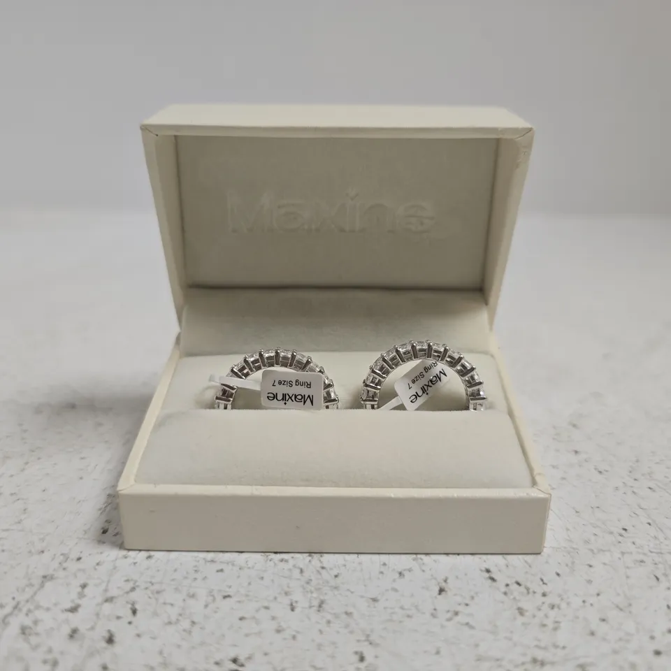 MAXINE SILVER HALO RING SET, SIZE 7 (2 RINGS) – BOXED