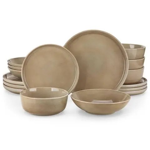 BOXED VANCASSO 16-PIECE BROWN STONEWARE DINNERWARE SET SERVICE FOR 4 TABLEWARE BOWLS AND PLATES DINING SET DISHWARE SET