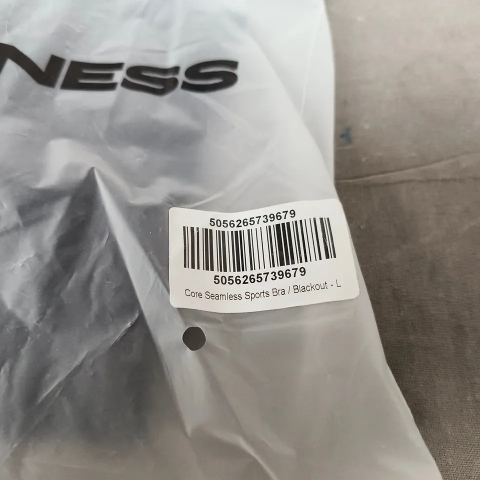 PURSUE FITNESS CORE SEAMLESS SPORTS BRA – BLACKOUT – SIZE L