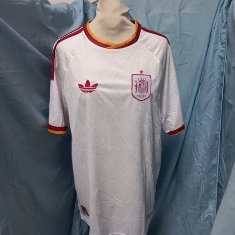 ADIDAS SPAIN NATIONAL TEAM FOOTBALL JERSEY – WHITE WITH RED/YELLOW TRIM, UK M