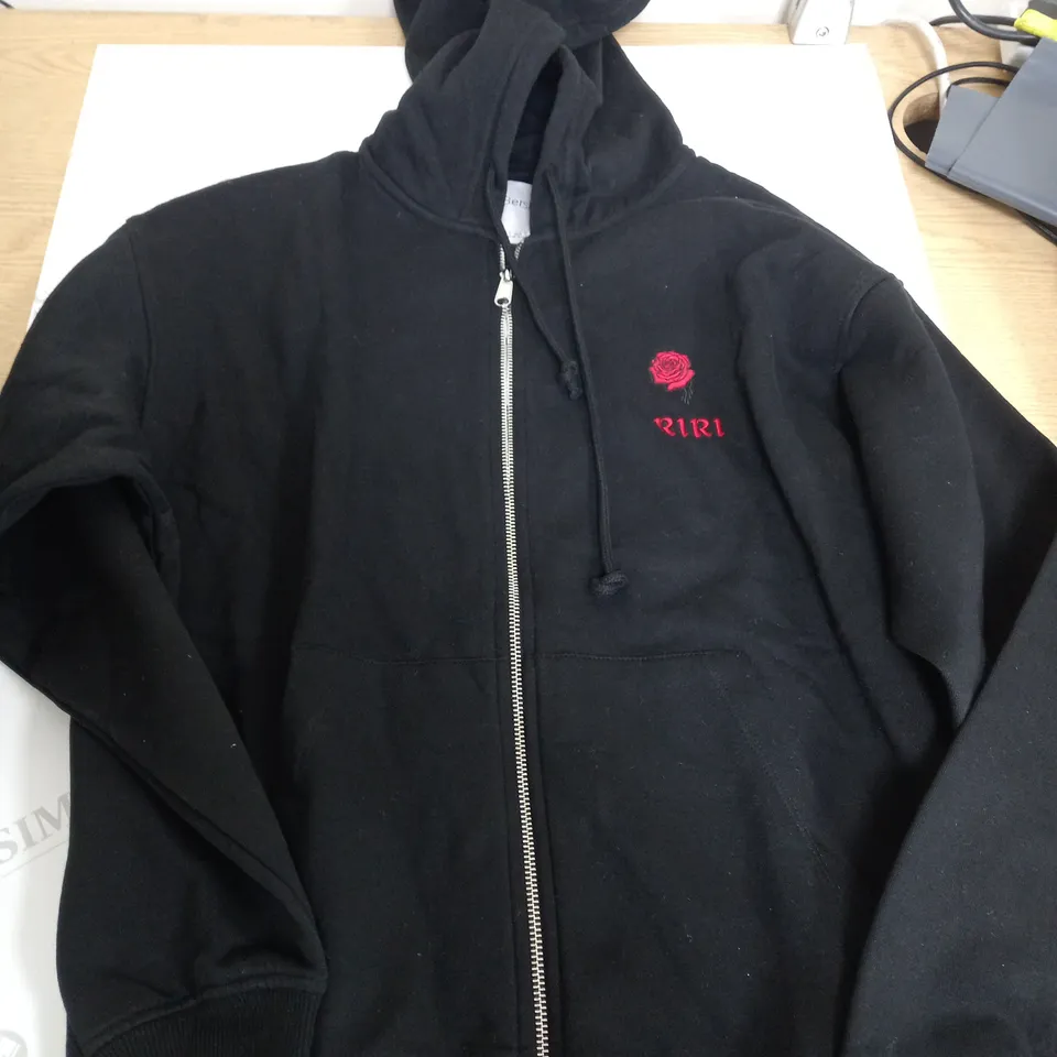 BERSHKA RIRI ZIP UP BLACK HOODIE - EUR S