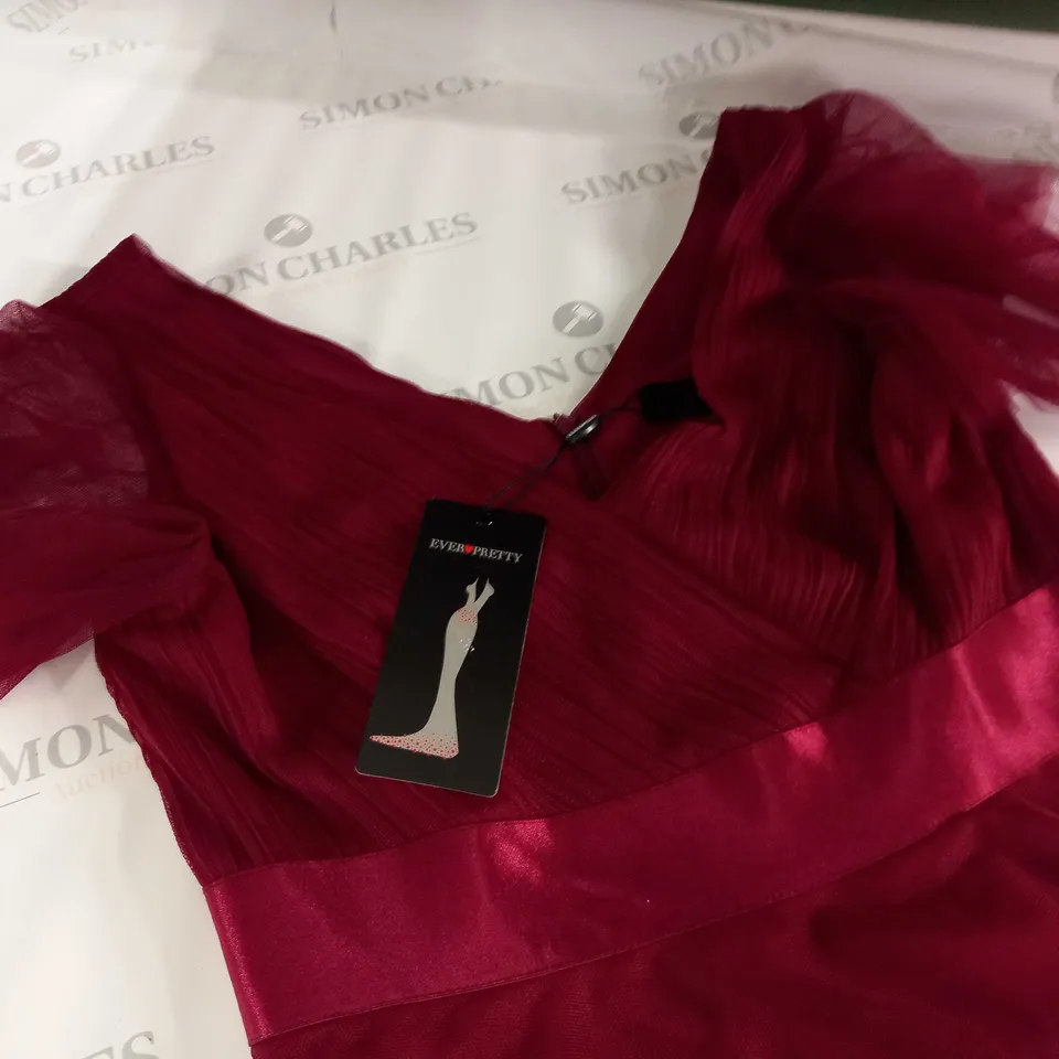EVER PRETTY RED V-NECK DRESS - UK 14