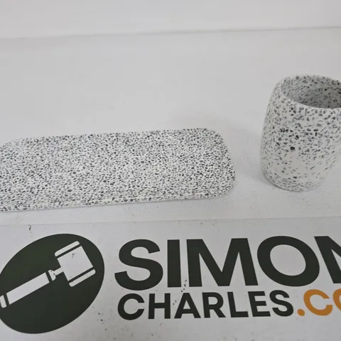 JOHN LEWIS TERRAZZO TRAY & TUMBLER SET – WHITE WITH GREY SPECKLES