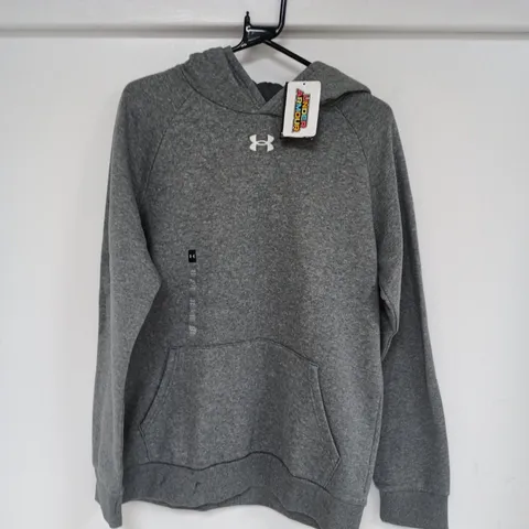 UNDER ARMOUR RIVAL FLEECE HOODIE IN GREY - YXL