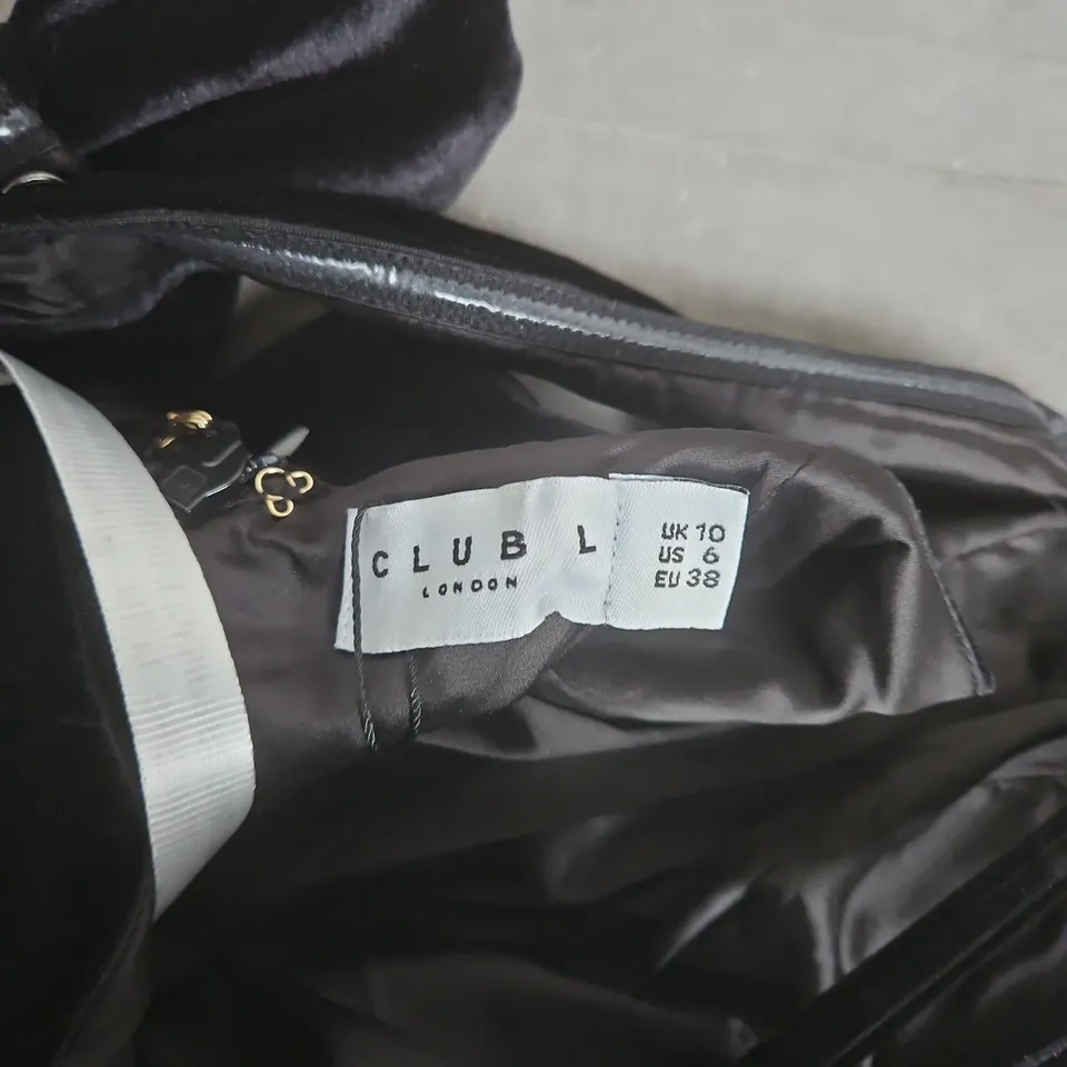 CLUB L LUCIENNE BLACK & CREAM SWEETHEART CORSET SPLIT MAXI DRESS - UK 10