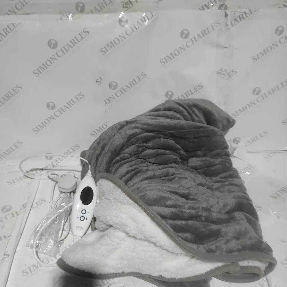BOXED COZEE HOME OVERSIZED HEATED WRAP IN SILVER/GREY