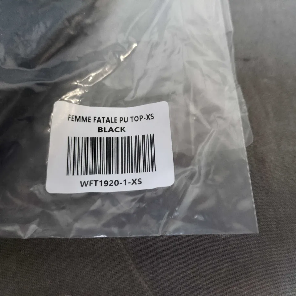 WHITE FOX FEMME FATALE PU TOP - BLACK - XS 