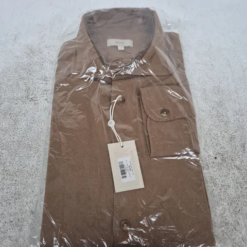 MOSS MEN'S LINEN-C COTTON SHIRT/JACKET β BROWN, SIZE M