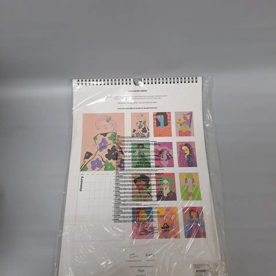 BOX OF 18X TYPO ARTISTS CALENDARS