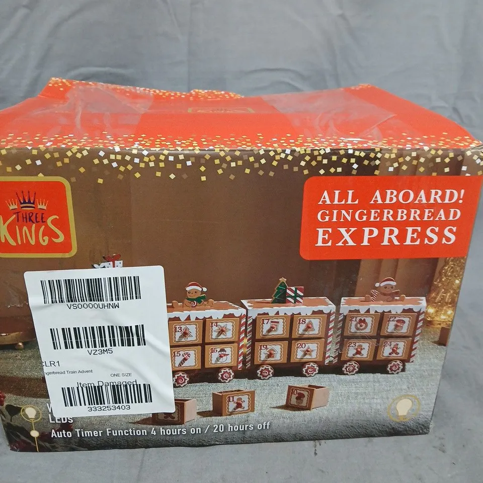 BOXED THREE KINGS GINGERBREAD TRAIN LIGHT UP ADVENT CALENDAR RRP £29.99