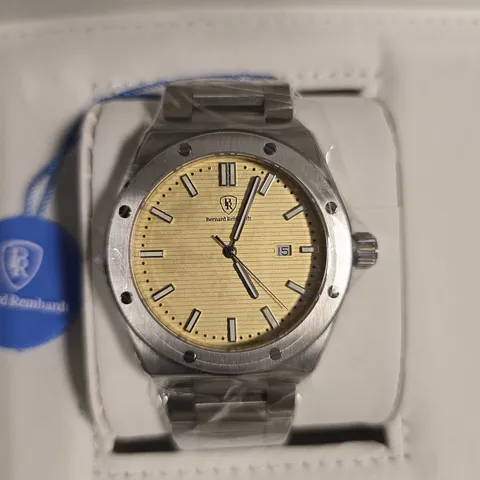 BERNARD REINHARDT ALL 316L STAINLESS STEEL SWISS MOVEMENT GENTS WATCH IN WOODEN GIFT BOX