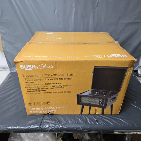 BOXED BUSH CLASSIC WOODEN TURNTABLE WITH LEGS IN BLACK