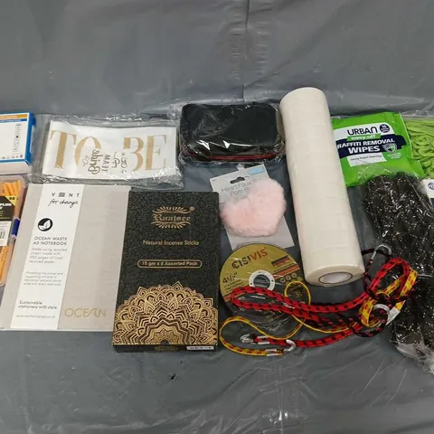 APPROXIMATELY 10 ASSORTED HOUSEHOLD ITEMS TO INCLUDE - VENT NOTEPAD, WALL PLUG AND SCREWS SET, AND NATURAL INCENSE STICKS ETC.