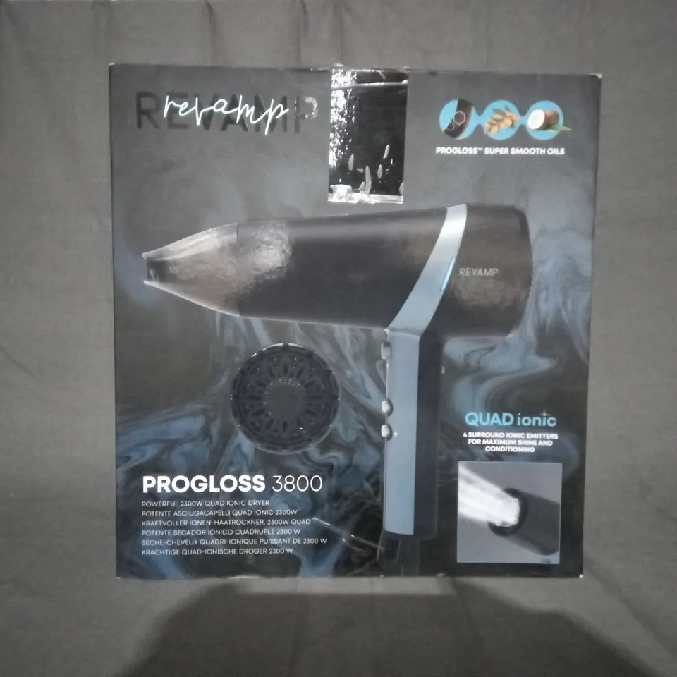 BOXED REVAMP PROGLOSS 3800 QUAD IONIC HAIR DRYER DR-3800