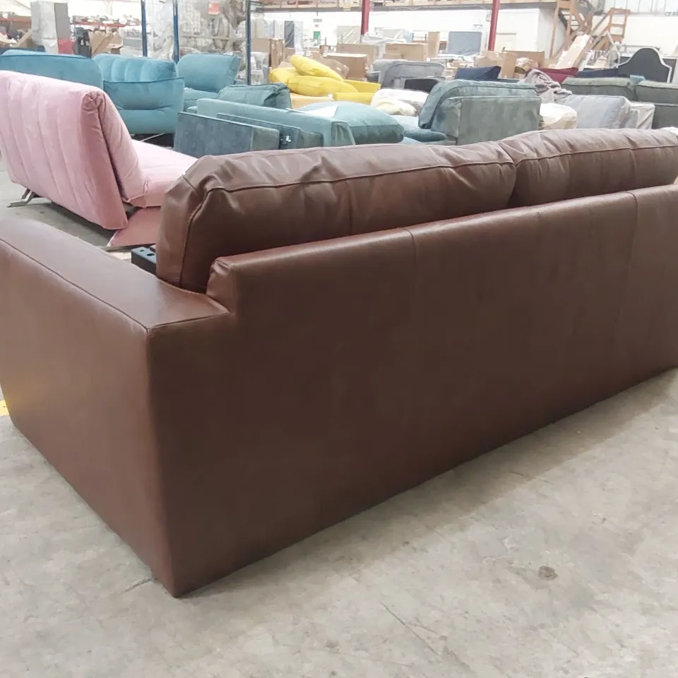QUALITY DESIGNER ARDEN 4 SEATER LEATHER SOFA - BROWN 