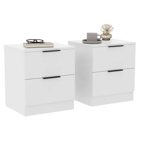 BOXED LASSIC VIDA DESIGNS TREGA 2 DRAWER BEDSIDE CHEST SET OF 2, WHITE