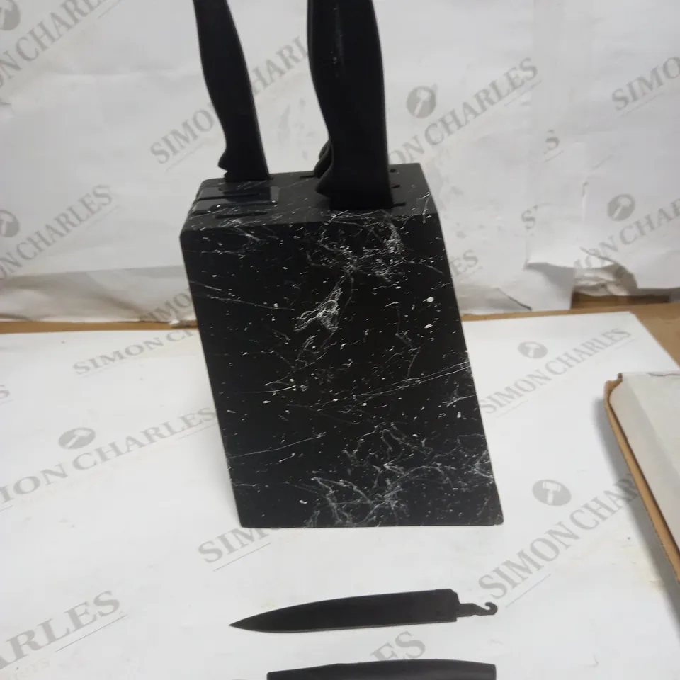 MARBLE EFFECT 5PIECE KNIFE BLOCK