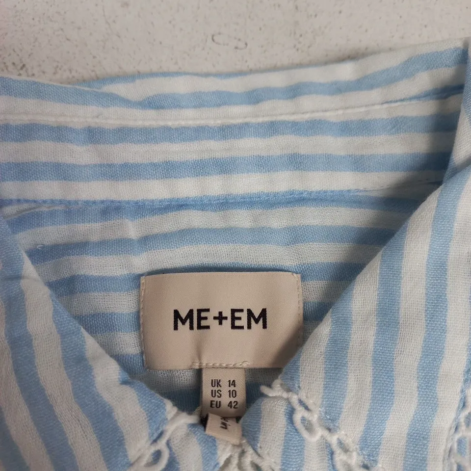 ME+EM CHEESECLOTH STRIPE LONG SLEEVE BLOUSE – BLUE/WHITE, UK 14