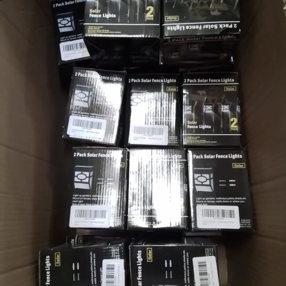 BOX CONTAINING 24 PAIRS OF BRAND NEW SOLAR FENCE LIGHTS