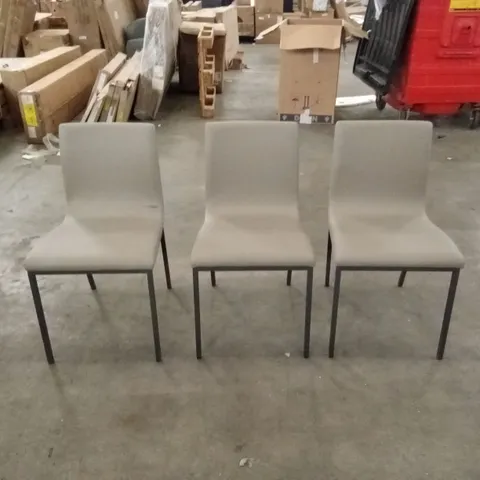 SET OF 3 AUDREY TAUPE FAUX LEATHER DINING CHAIRS