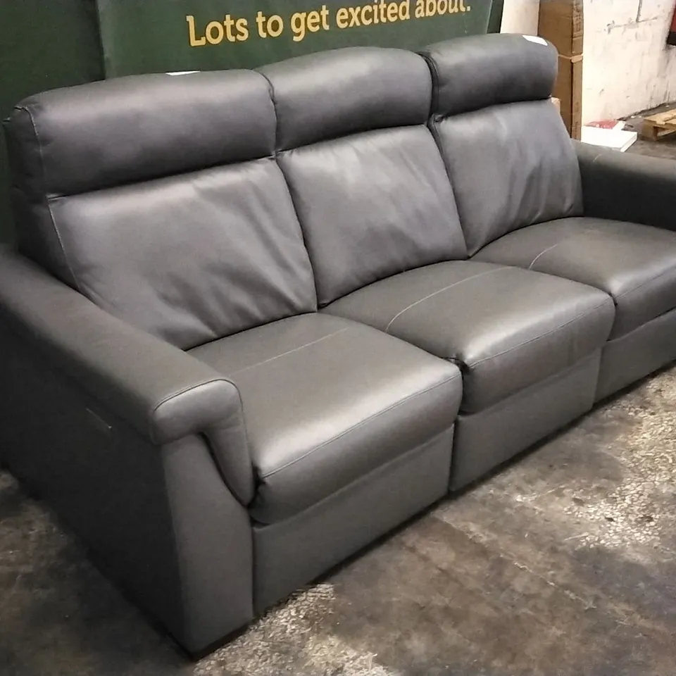 QUALITY ITALIAN DESIGNER ADRIANO POWER RECLINER LARGE SOFA IN CLAY GREY LEATHER 