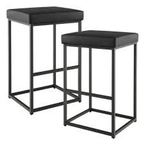 BOXED COSTWAY BLACK PU LEATHER BAR STOOL SET OF 2