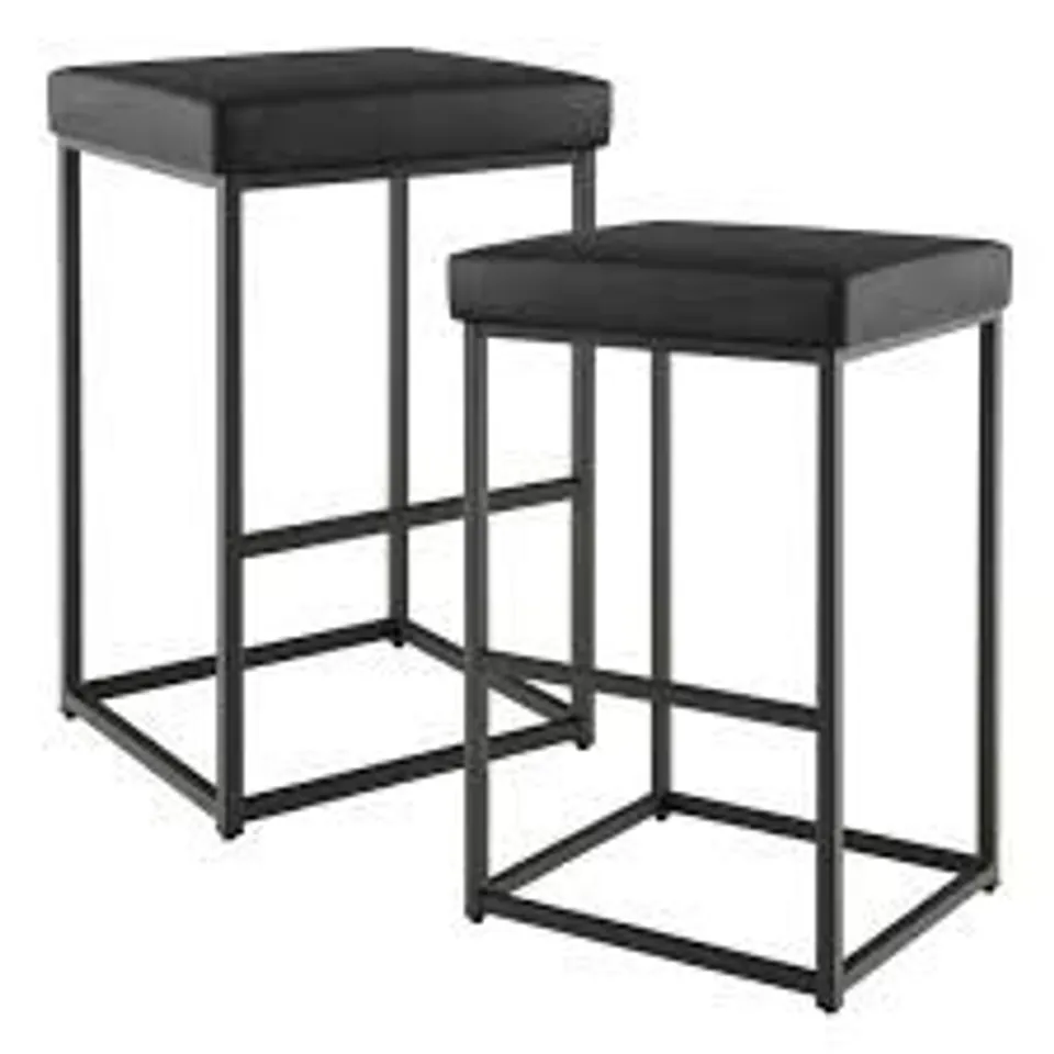 BOXED COSTWAY BLACK PU LEATHER BAR STOOL SET OF 2