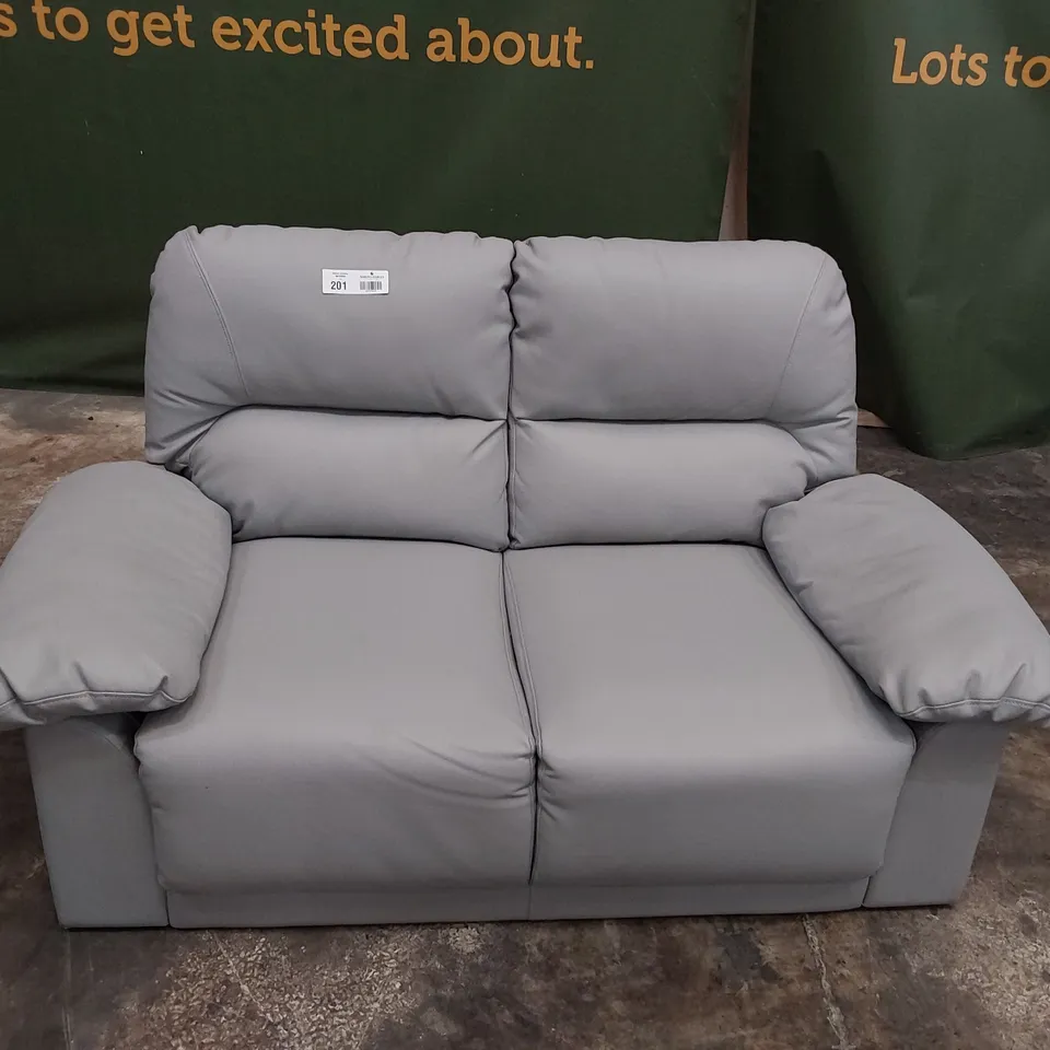DESIGNER TWO SEATER SOFA GREY LEATHER 