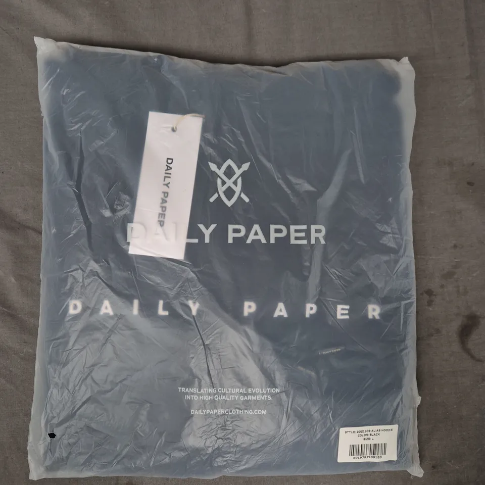 DAILY PAPER ALIAS HOODIE IN BLACK SIZE LARGE