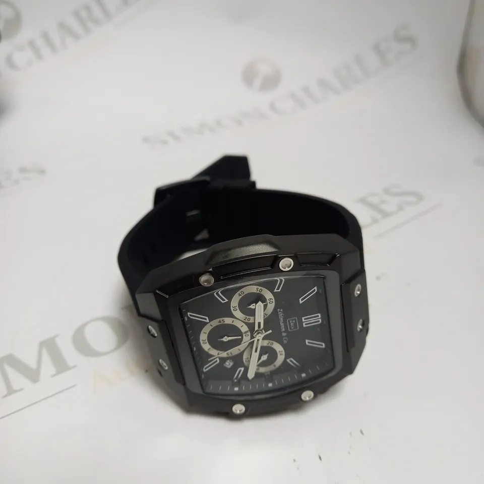 MENS ZIHLMANN & CO Z911 WATCH – CHRONOGRAPH MOVEMENT – BLACK DIAL – 3ATM – QUICK RELEASE RUBBER STRAP – 3ATM WATER RESISTANT