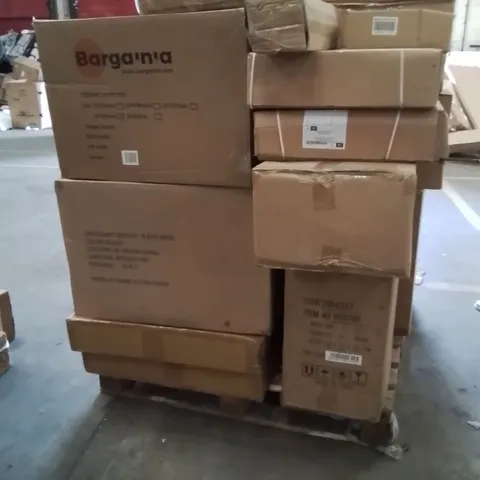 PALLET OF ASSORTED HOUSEHOLD GOODS AND PRODUCTS TO INCLUDE;BAD STOOL,STRING LIGHTS,CUSHION,BIKE SEAT