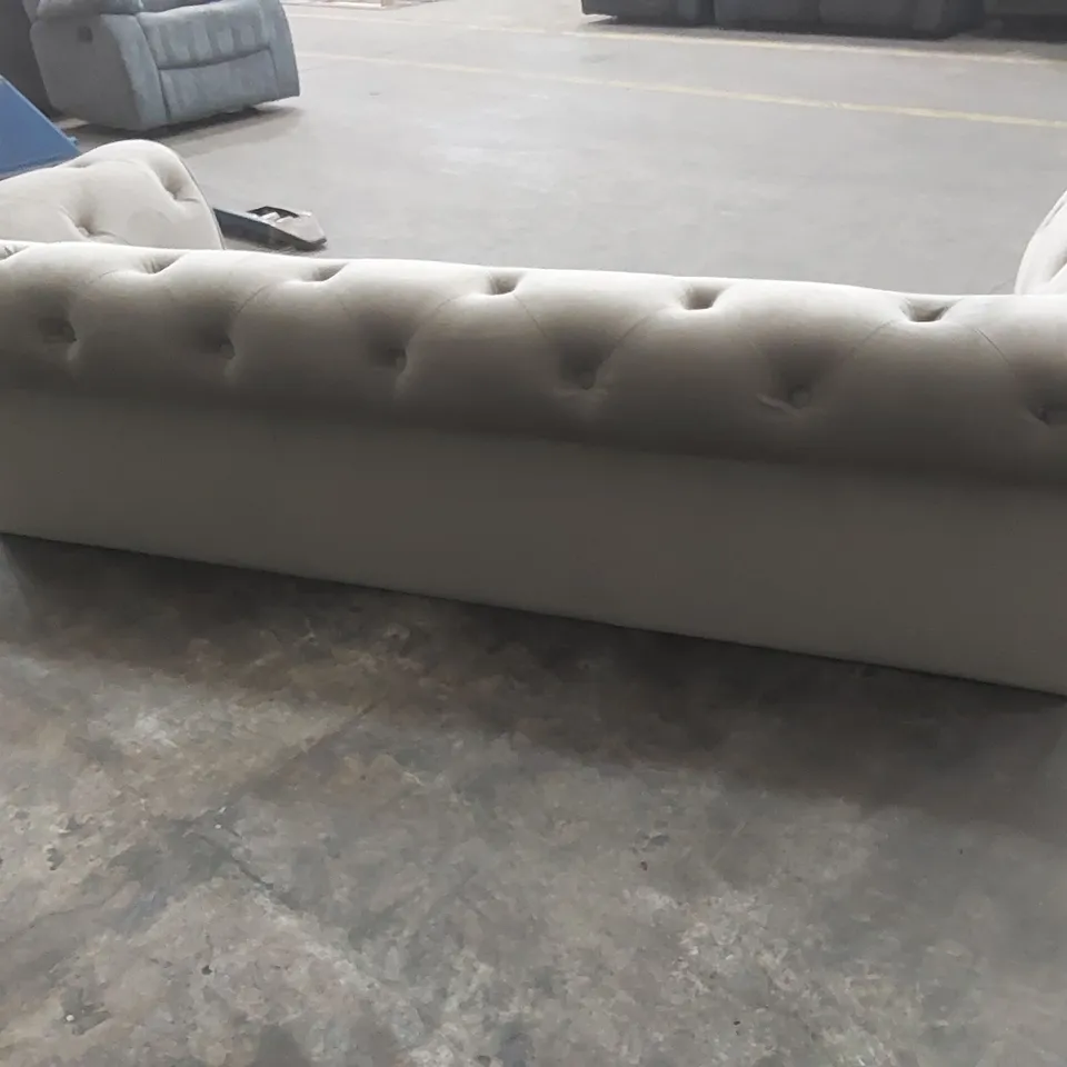 QUALITY DESIGNER 3 SEATER CHESTERFIELD FABRIC UPHOLSTERED SOFA
