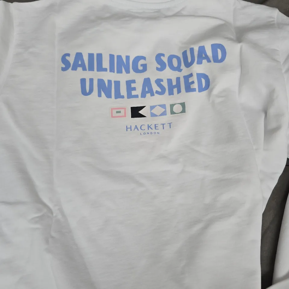 HACKETT LONDON SAILING SQUAD CREW WHITE LONG-SLEEVE TOP – YOUTH 15-16 YRS