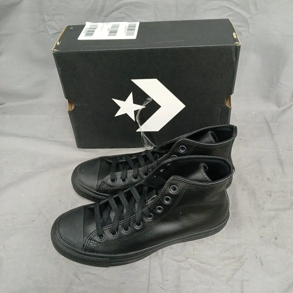 CONVERSE CHUCK TAYLOR ALL STAR HIGH TOP SNEAKERS – BLACK MONO, UNISEX UK 8