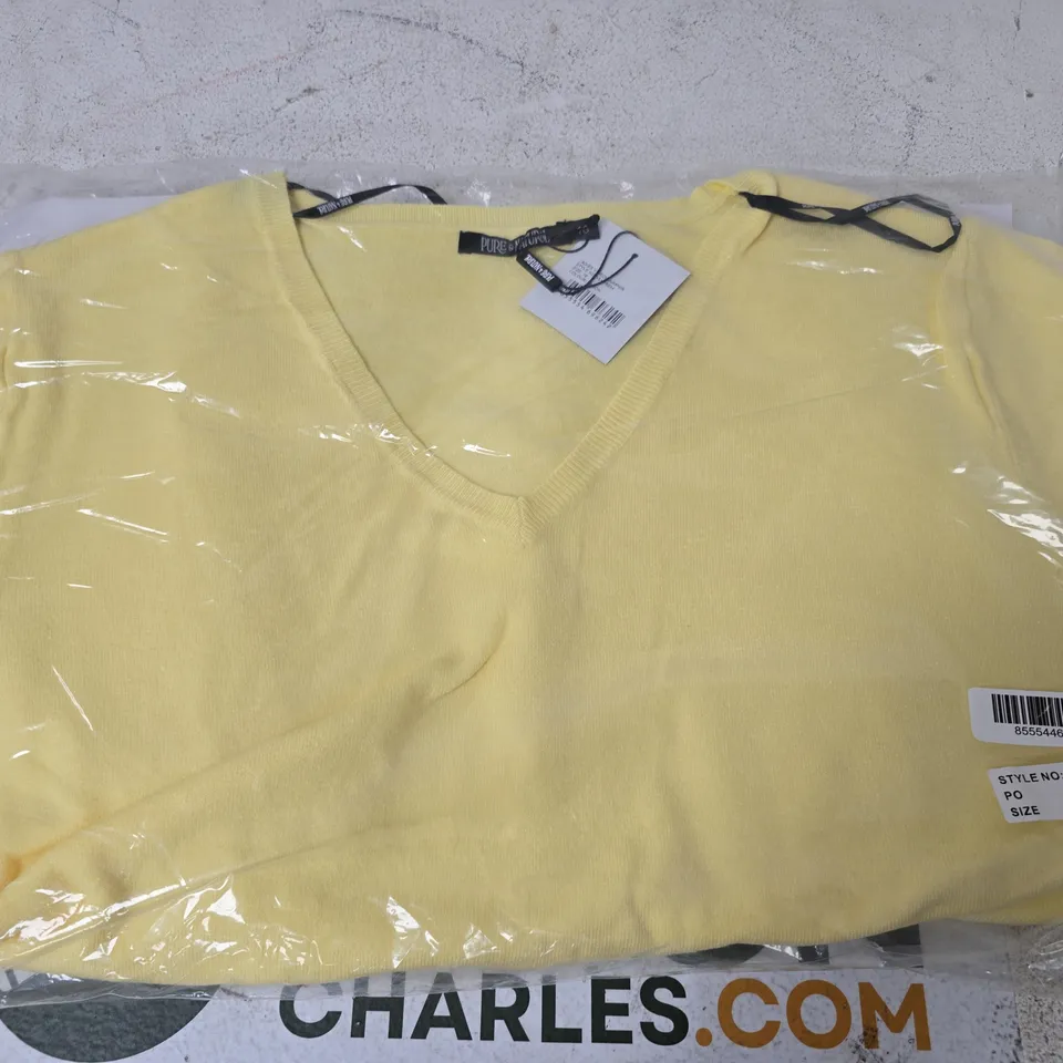 PURE & NATURAL V NECK JUMPER, LEMON - SIZE 18