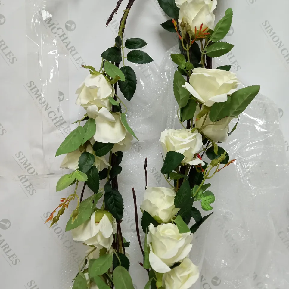 GARDEN REFLECTIONS PRE-LIT FAUX ROSE GARLAND - collection only